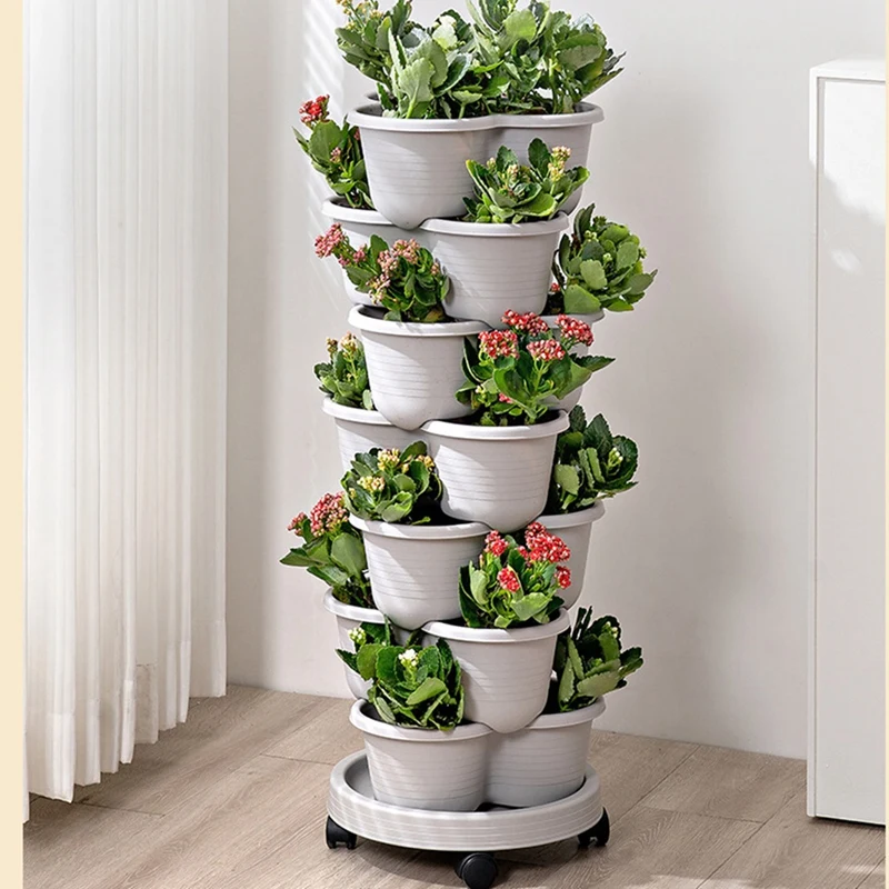 Vertical Gardening Stackable Flower Pots, For Strawberries, Flowers, Vegetable,Three-Dimensional Flower Pots(5PCS)