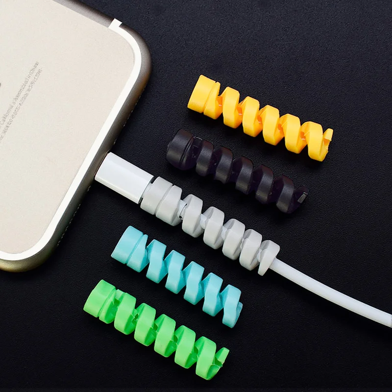 1/10PCS Universal Silicone Cable Protector Data Cord Spiral Winder Wire Line Cable Organizer for Charge Cable Protector Cover