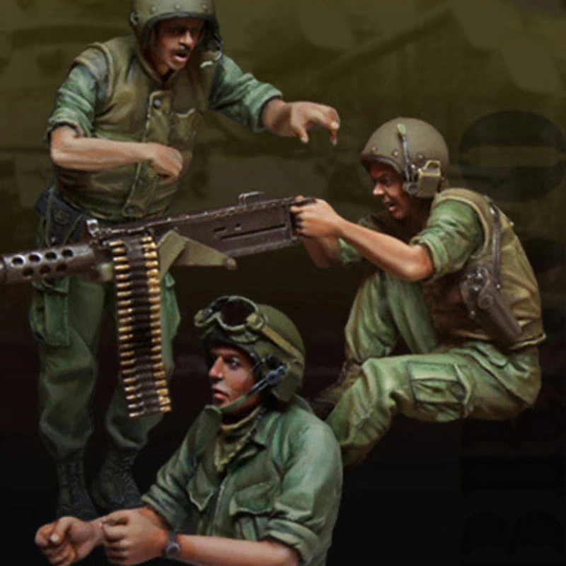 1/35 Maßstab US-Panzer Crew 3 Personen Harz Figuren unmontiert und unbemalt Modell Kit Spielzeug versand kostenfrei