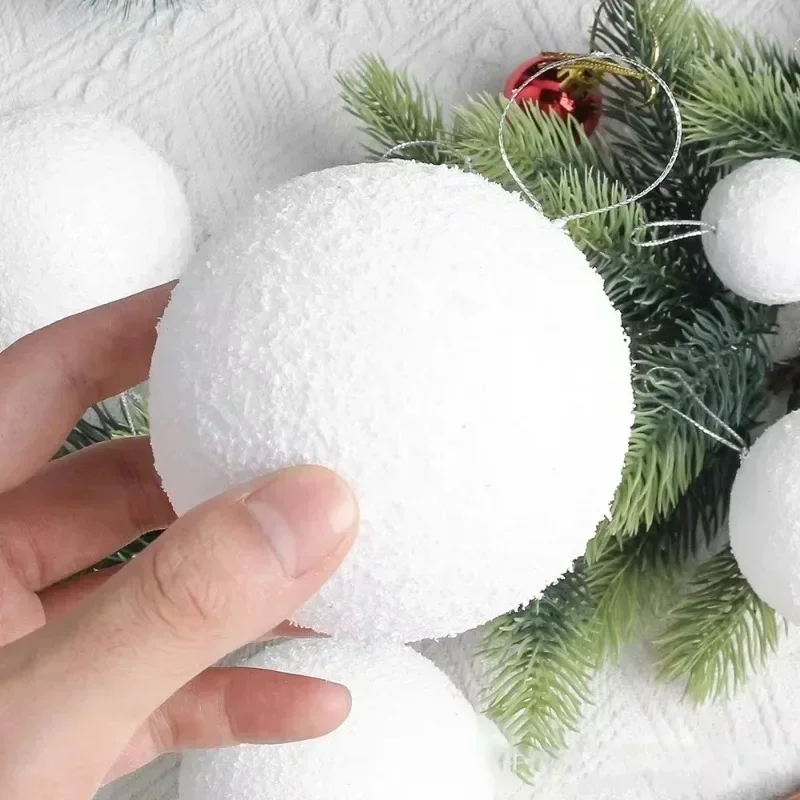 4/6/8CM White Foam Christmas Balls Xmas Tree Fake Snowballs Hanging Ball Pendants Kids Children Toys Party Decoration Supplies