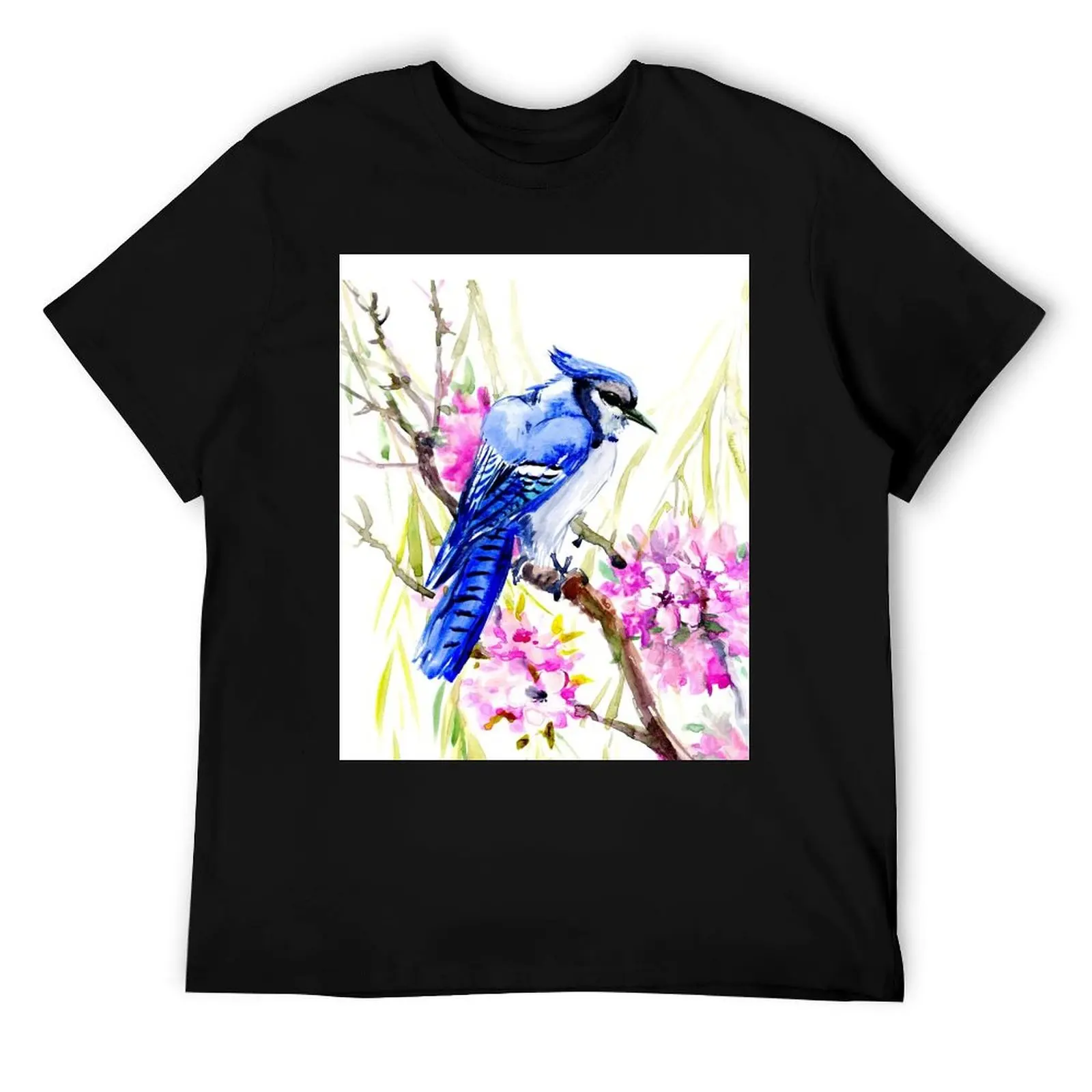 

Blue Jay and Cherry Blossom T-Shirt cotton t shirt man t shirts for man cotton soft t shirts for man cotton funny T-Shirt