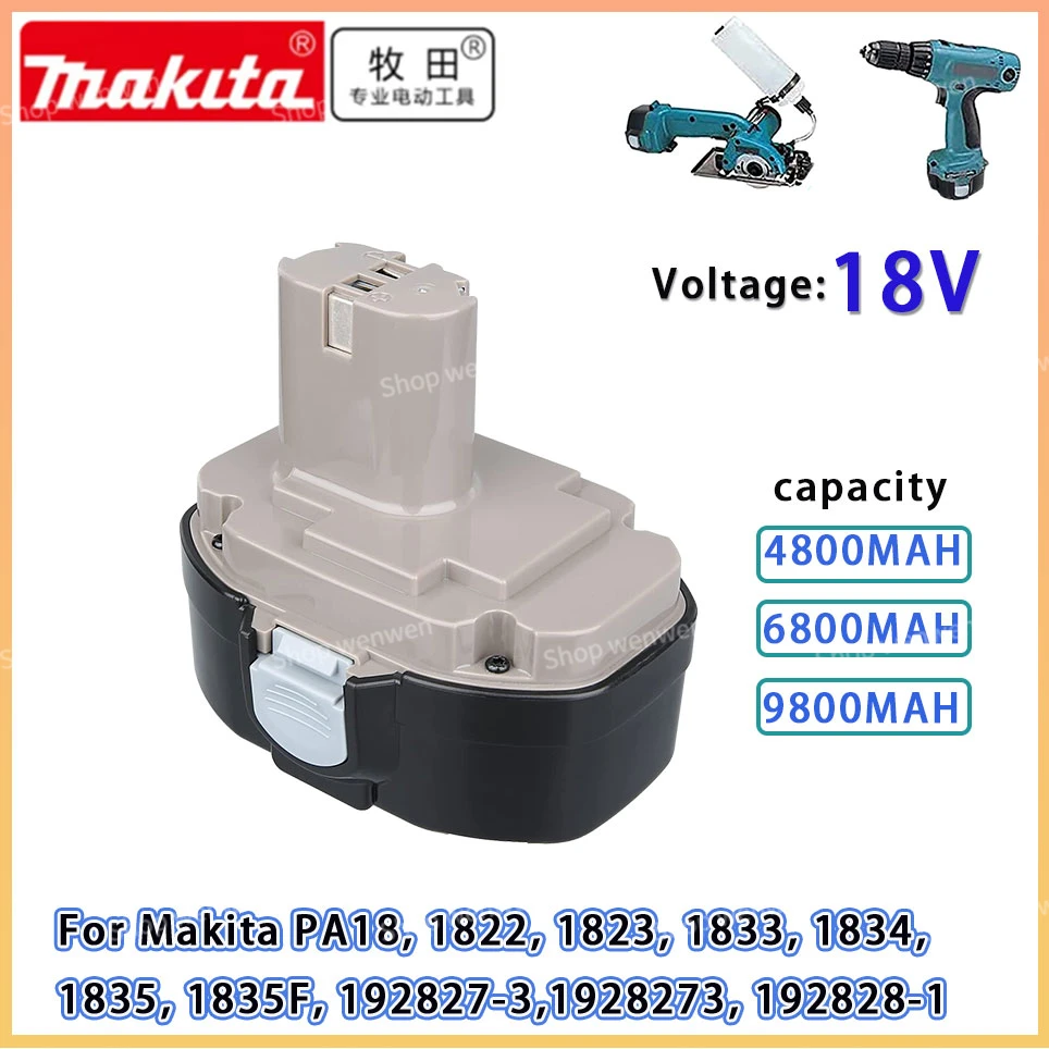 

9800mAh Ni-MH Battery for 18V Makita PA18 1822 1823 1833 Rechargeable Power tools batteries 192829-9 193061-8 193102-0 193140-2