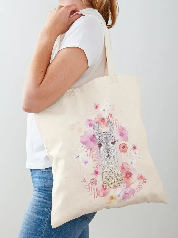 ALPACA BABY & FLOWERS Tote Bag bag luxury women custom tote bag Women's handbag