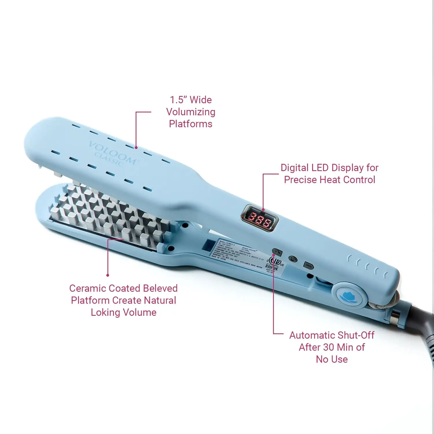 Classic 1-½” Inch Professional Volumizing Ceramic Hair Iron | for Thicker Hair or Larger Lasting Hair Volume | Adjustable