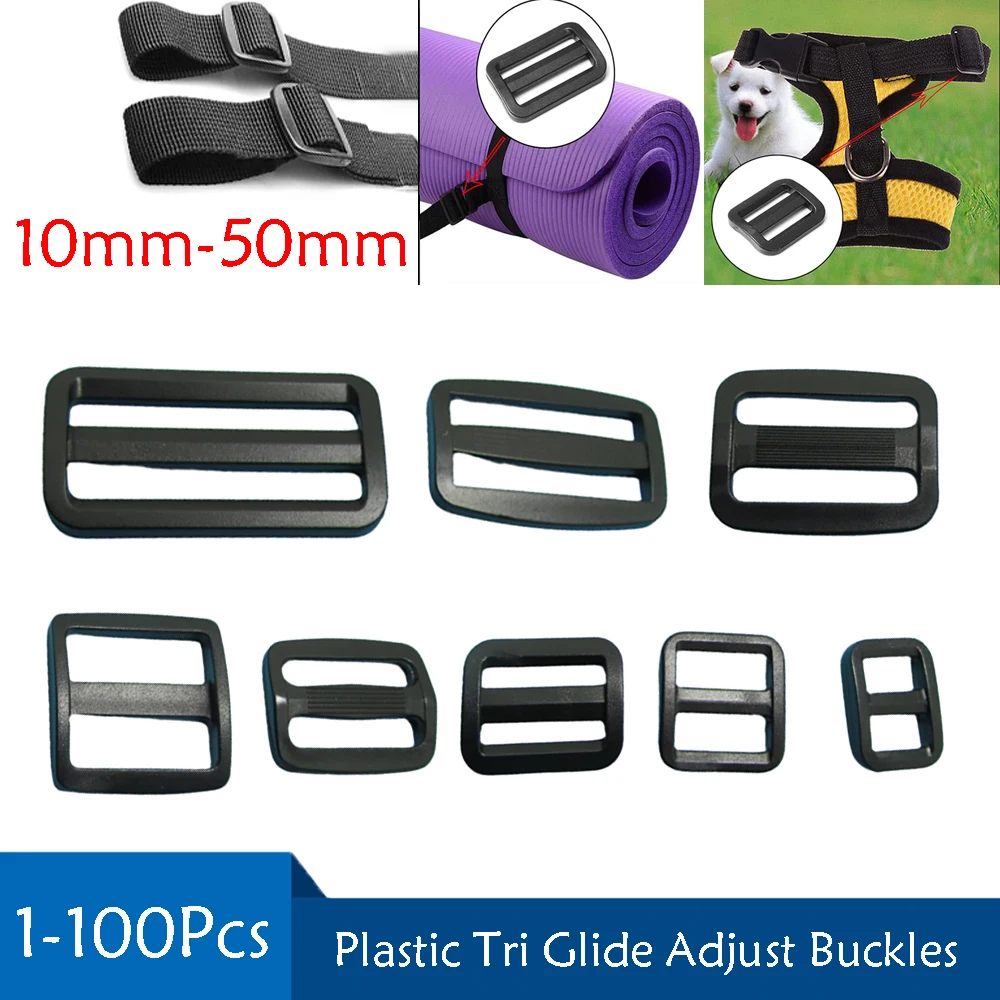

Plastic Buckle Black Curve Tri-Glide Slider 10mm 15mm 20mm 25mm 32mm 38mm 50mm Adjustable Buckle For Belt Suitcase Bags DIY