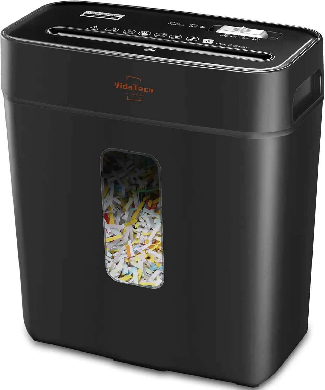 

8-Sheet Cross-Cut Paper Shredder for Home Office, P-4 Security, Shreds Credit Cards & Staples, Jam Proof with 3.04 Gal Bin