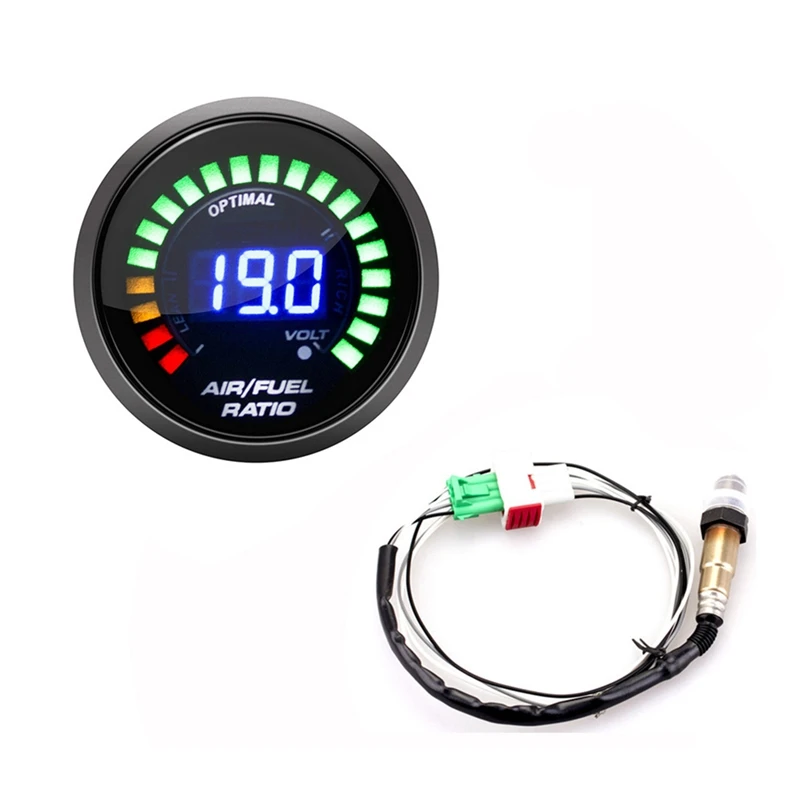 52Mm Air Fuel Ratio Gauge Digital AFR Display Narrowband O2 Oxygen Sensor 0258006028 Smoked Car Gauge For Gasoline Car