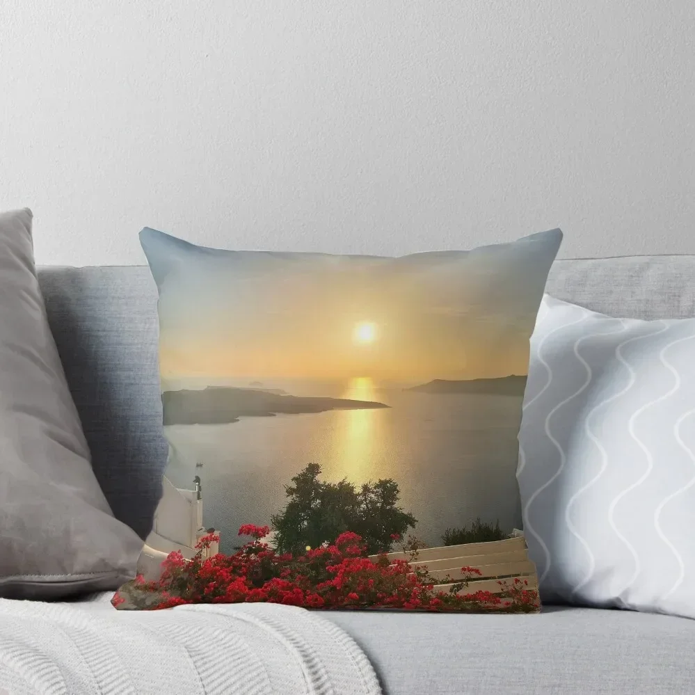 

Flowers at Sunset in Santorini Throw Pillow Sofa Cushion Cover Cushion Cover Set Decorative Cushions pillow
