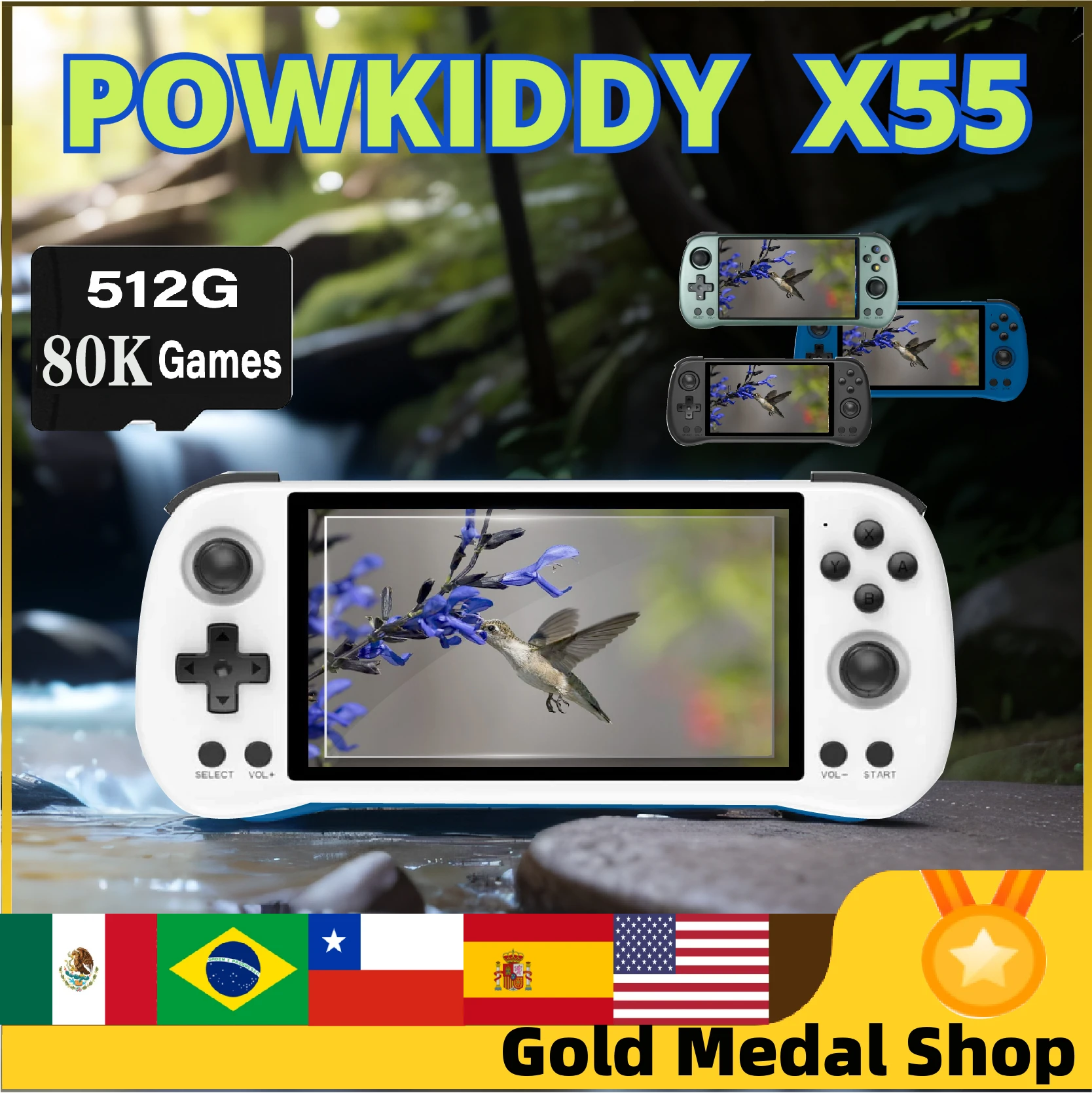 Powkiddy X55 Open Source Handheld Game Consoles Touch IPS Screen PSP HD TV OUT Double Joystick  Retro Game Machine GIFT