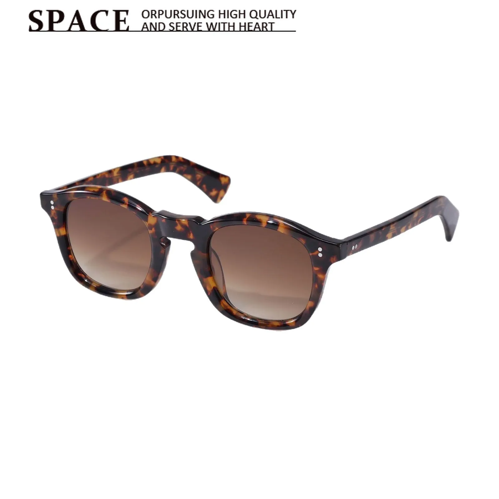 New Retro Square Metal Rivet Acetate Sunglasses For Men Women Ultra Light HD UV400 Anti UV Outdoor Travel Premium Fashion Shades