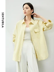 SENTUBILA Pure Cotton Oversized Shirt Women 2024 Spring Autumn Casual Fashion Button Up Shirts Blouses Woman Clothes 141C53811