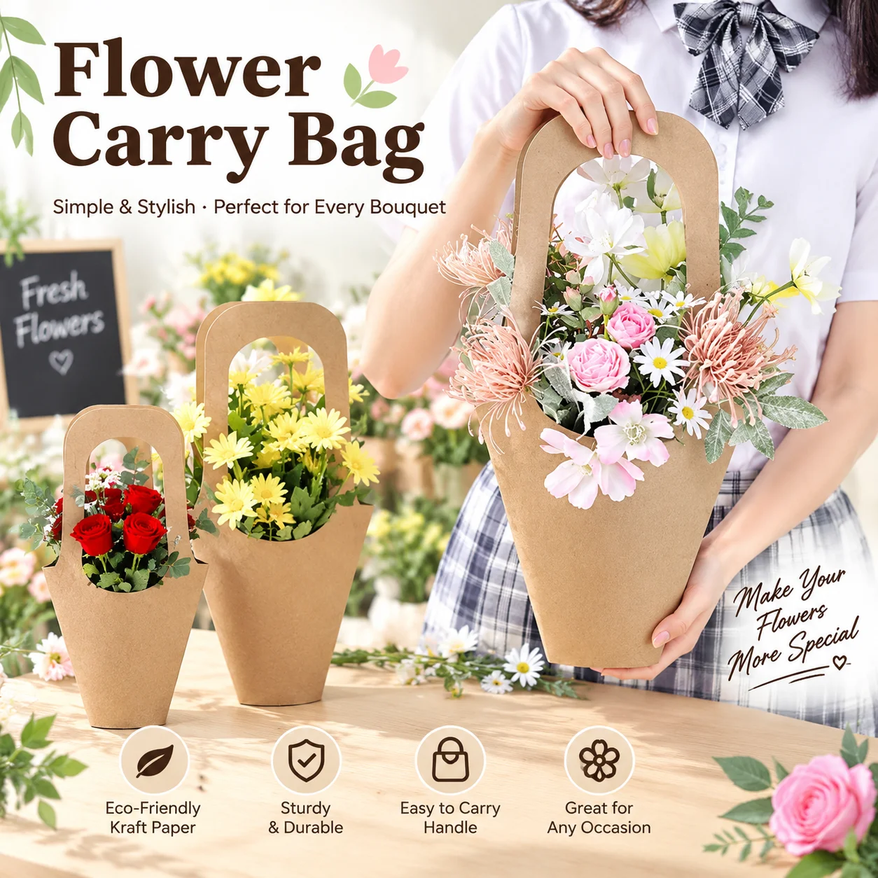 Florist Supply House - Sac à fleurs Kraft, sac à
