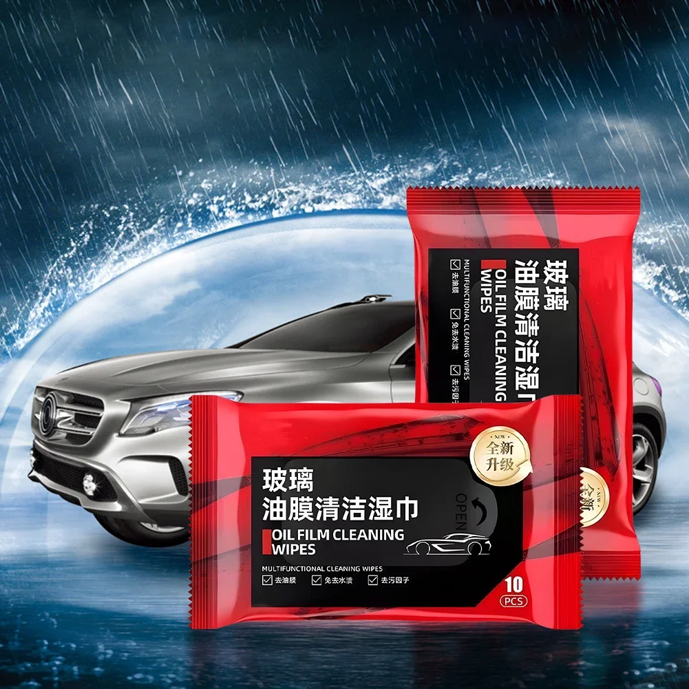 10Pcs Car Glass Oil Film Removal Wipes Car Window Glass Oil Film Remover Oil Film Cleaning Wipes Glass Windshield Cleaning Wipes image 4