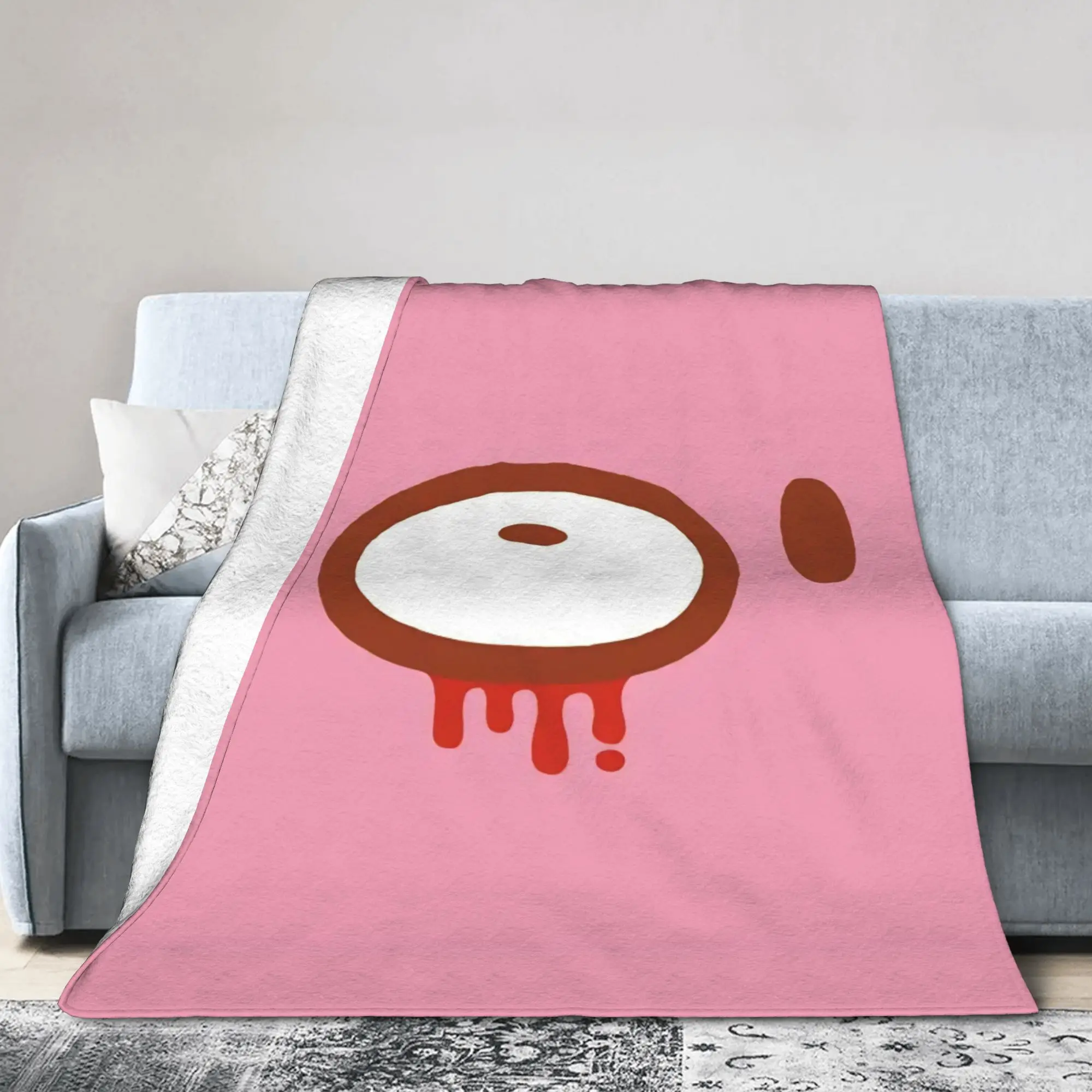 Pink Horror Bear Face Knitted Blanket Gloomys Wool Throw Blanket Home Couch Decoration Ultra-Soft Warm Bedspread
