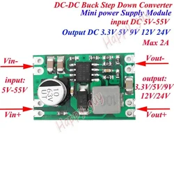 DC-DC Step Down Voltage Converter Board DC 5V-55V To DC 3.3V 5V 6V 9V 12V 24V Max 2A Buck Volt Regulator Power Supply Module