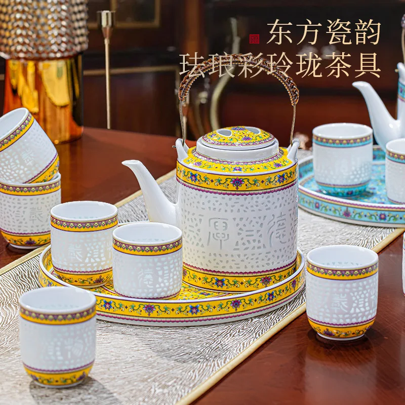 Ceramic tea set, teapot, tea cup, tea gift box, household kung fu teapot, living room drinking utensils