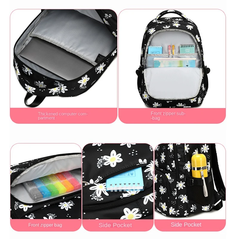 3 Pcs Set Children\'s Backpacks Cute Student School Bag for Teenage Girls Waterproof School bags With Lunch bag Pencil Case