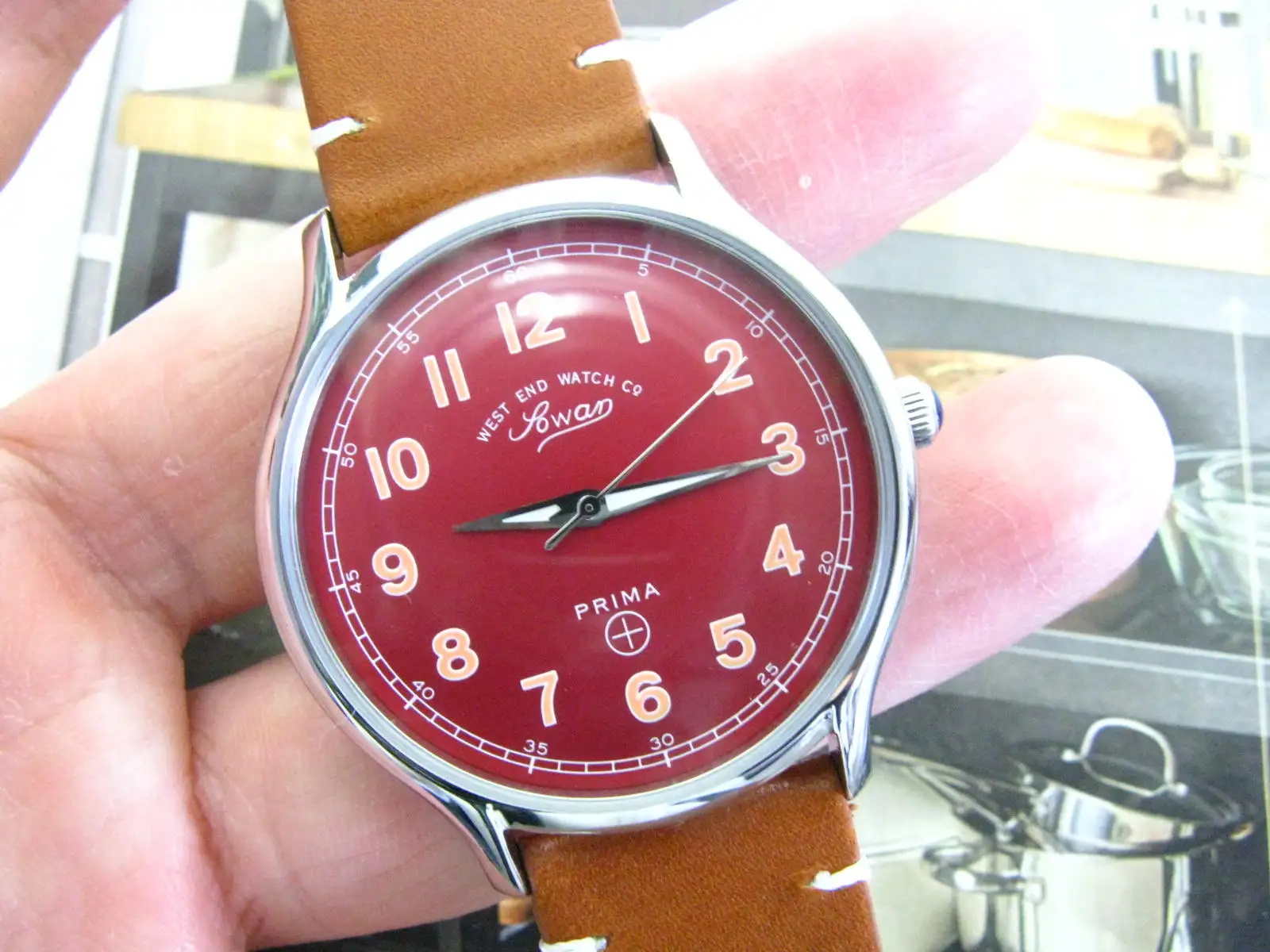 West end Sowar Red dial (Track scale)brand-new Quartz ultra-thin men\'s Military watch