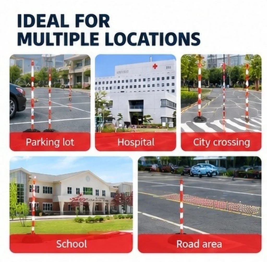 Warning Column Red White Elastic Isolation Pile Fillable Base Road Barrier Traffic Facility Warning Colum Isolation Pile