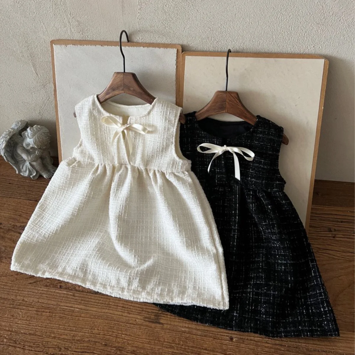 Korean children's clothing spring new girls' bow sleeveless dress baby temperament princess dress