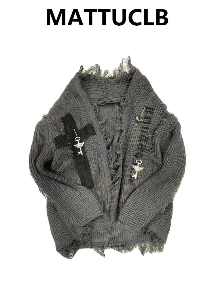 

Зимний женский свитер с длинным рукавом и крестом, темный академический трикотаж 2000-х годов, эстетический японский Y2k Harajuku, готический кардиган, куртка, пальто