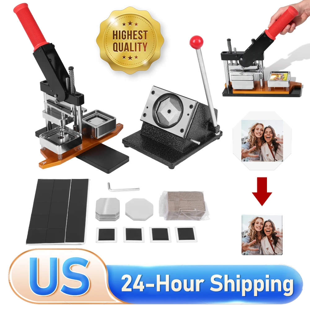 

50*50mm Square DIY Pin Maker Badge Making Machine W/100 Set Materials DIY Fridge Magnets Machine for Party Event Business School