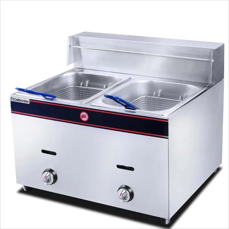 

6L+6L Chips Frying Machine Restaurant Commercial 2-Tank 2-Basket Gas Fryer