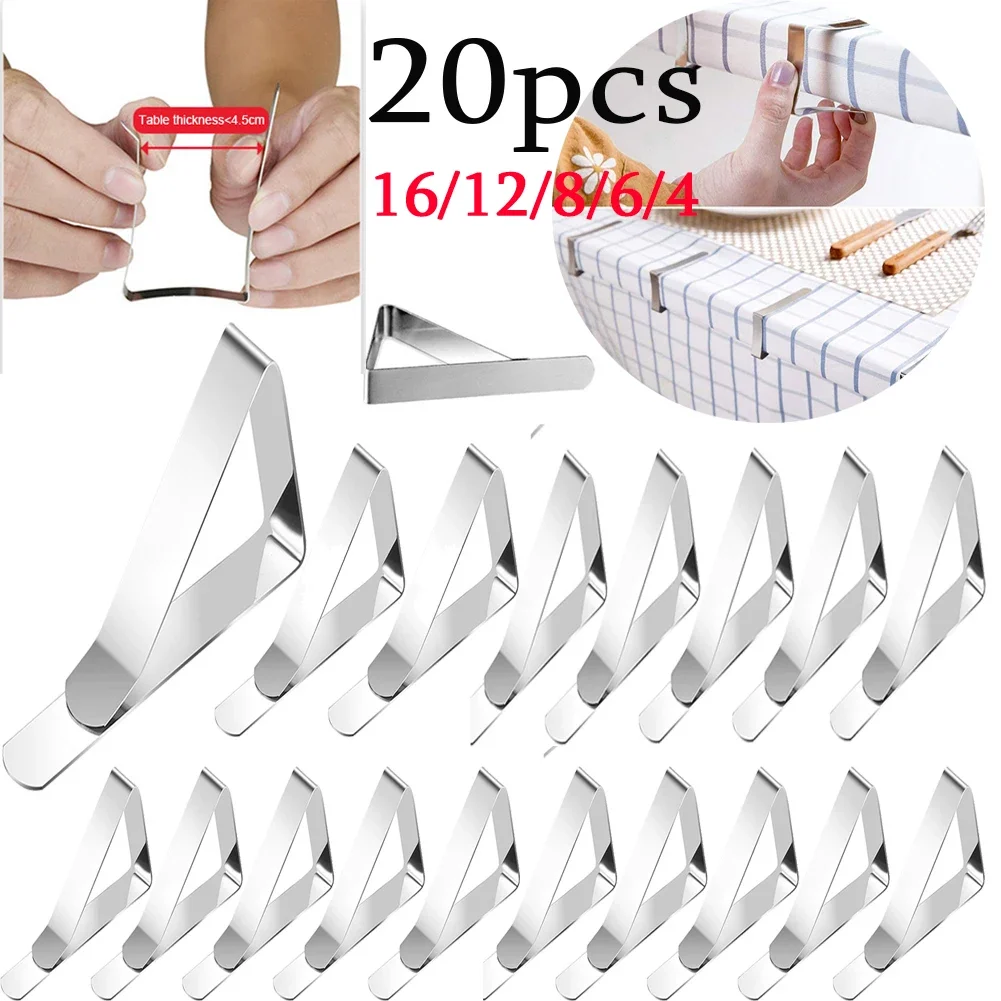 Table Cover Clip Stainless Steel Table Cloth Clips Non-Slip Fits Up To 1.7” Thick Tables for Outdoor Picnic Restaurant