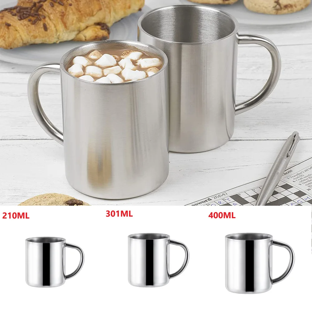 

Cup CupCoffee Mug Stainless Steel Water With Handle Without Lid Milk Safe To Grip Double Wall Drinks Practical