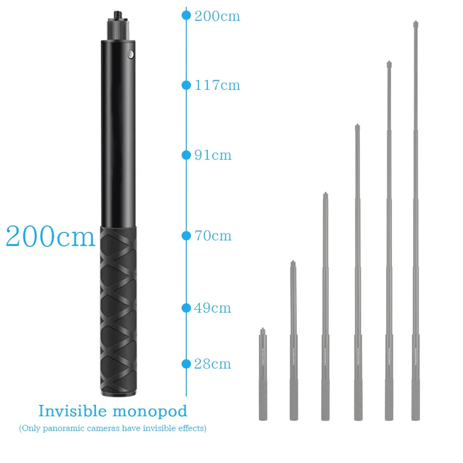 3M Metal Invisible Extended Edition Panoramic Selfie Stick Scalable Monopod for Insta360 X2 X3 Camera Stick Tripod For GoPro DJI