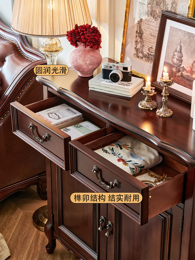 LMM solid wood shoe cabinet Golden silk teak all solid wood living room 1.1m home shoe cabinet