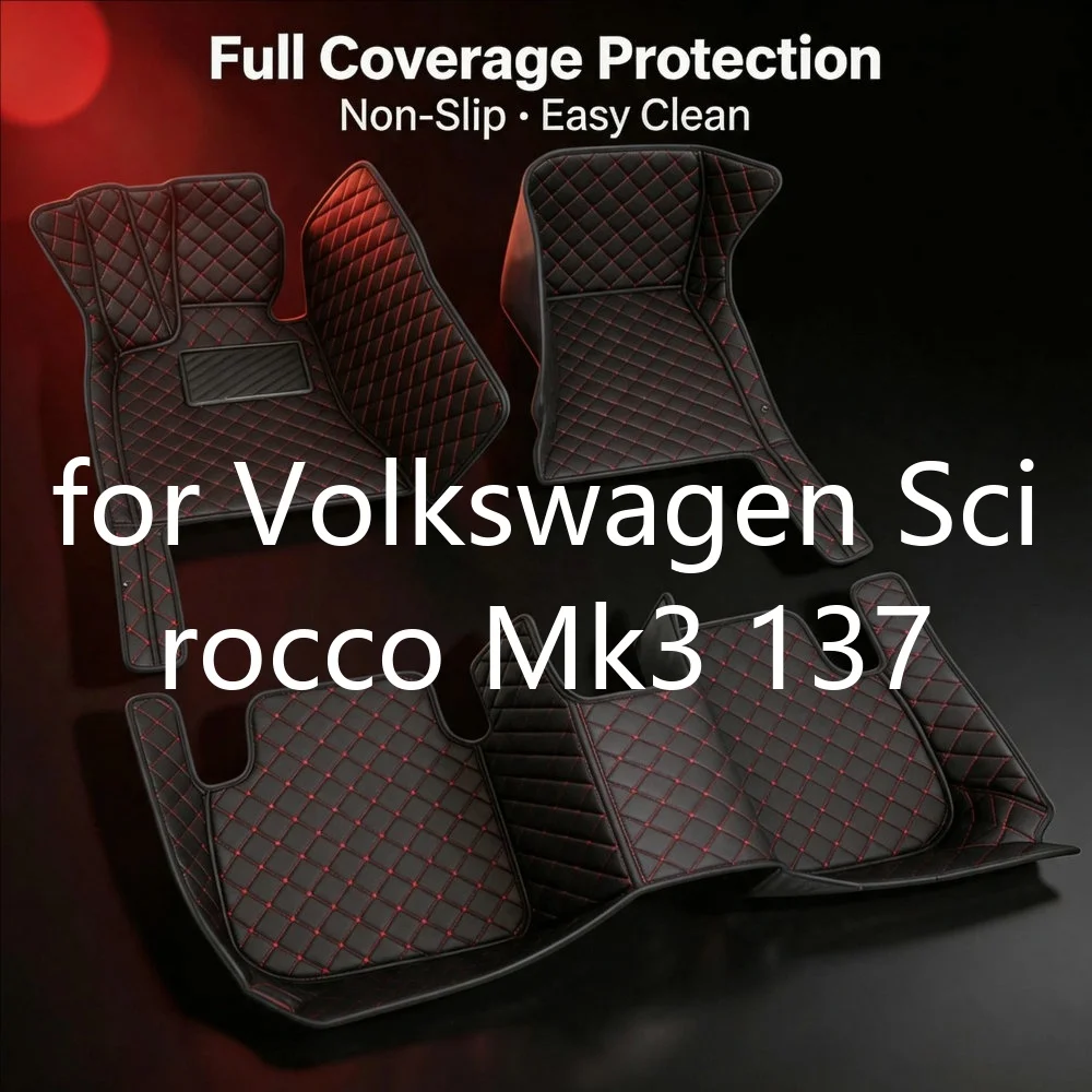 Maßgeschneiderte Auto-Fußmatten aus Leder für Volkswagen Scirocco Mk3 137 2008–2017, 2-Sitzer, wasserdicht, rutschfest, verschleißfest, leicht zu reinigen, Auto-Fußmatten,