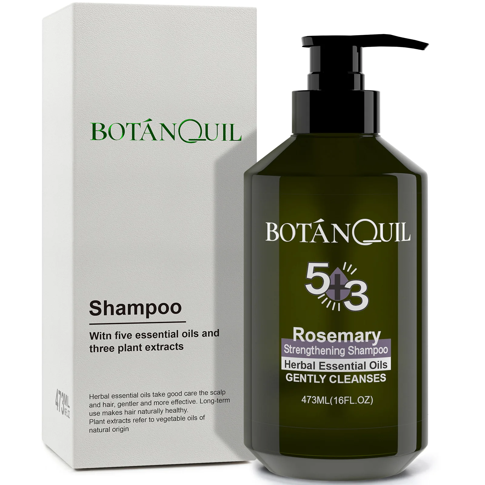 BOTÁNQUIL 16fl.oz Rosemary Strengthening Shampoo Herbal Essential Oils Anti Hair Loss for Men Women Soft Rich Foam