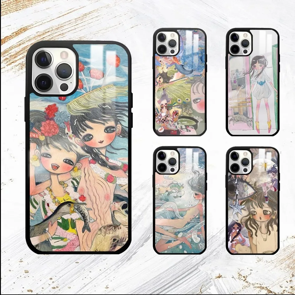 Aya Takano Japanese painter Phone Case For iPhone 16 15 14 13 12 11 Pro Max Plus Mini PC Fashion mirror phone case