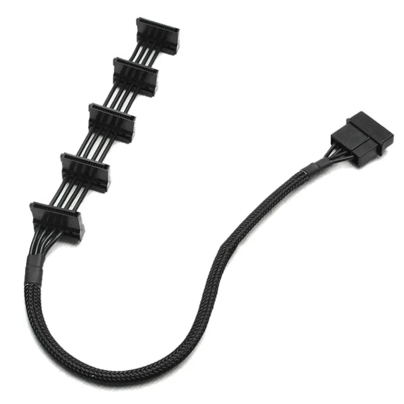 Cables divisores adaptadores de cable de alimentación SATA IDE 1 a 5 de 4 pines 18AWG funda negra 40 cm para servidor de PC