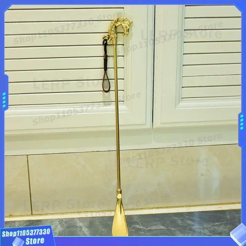 Luxury Golden Horse Head Brass Shoehorn Imported Indian Handmade Shoe Lifter European Style Creative Long Durable Home Decor