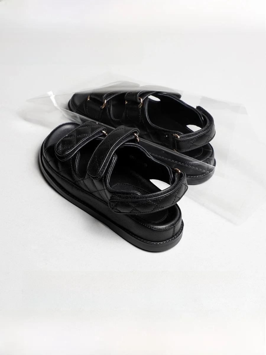 

Женские сандалии на плоской подошве с липучкой, в римском стиле, повседневные, удобные, универсальные, для пляжа