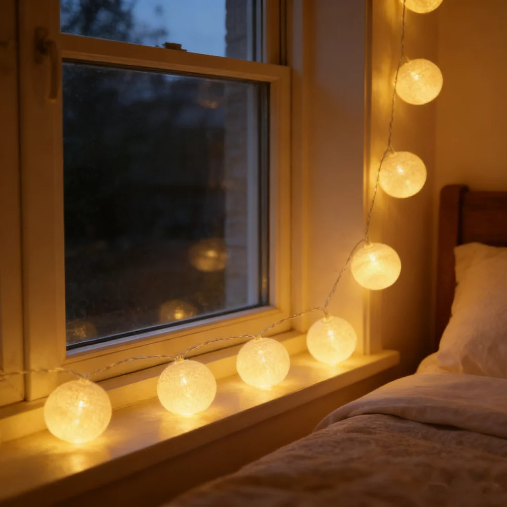 

10/20 LEDs Cotton Thread Balls String Lights Battery Home Decoration Lamp Party Wedding Color Light String Christmas Decorations