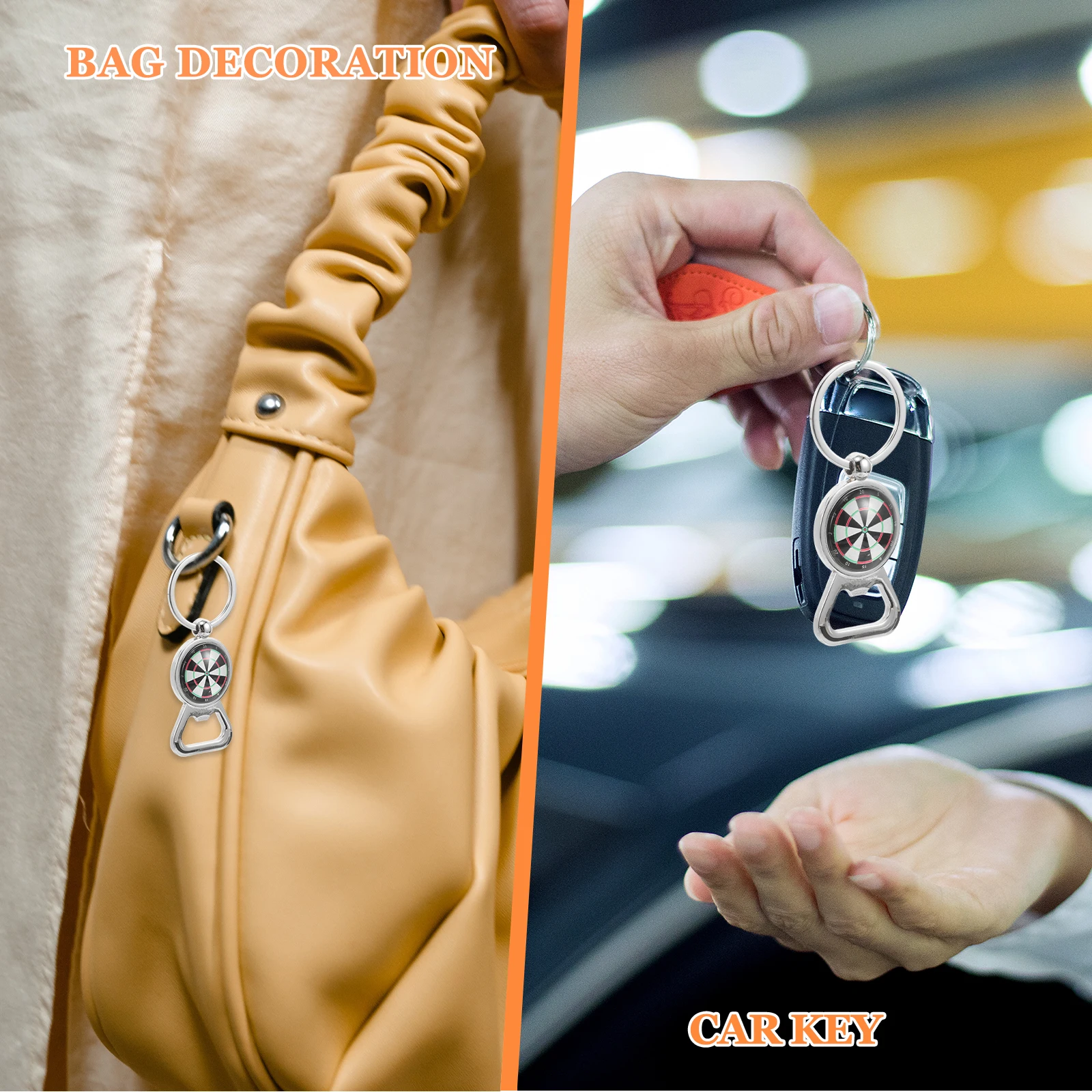 

3pcs Creative Dartboard Bottle Opener Keychain Metal Funny Key Ring Car Bag Accessories Men Women Assorted Color