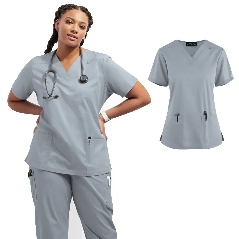 Traje ligero con cuello en V para mujer, uniformes quirúrgicos de enfermería, conjuntos de pantalón médico de manga corta para sala de operaciones de verano, nuevo