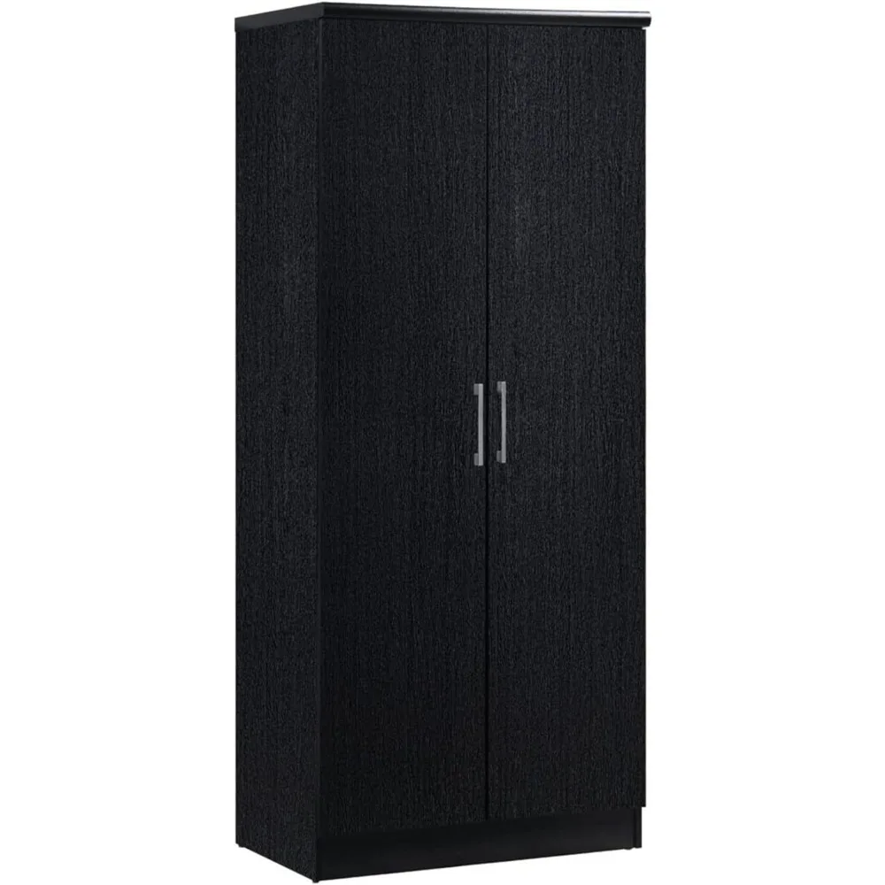 

Black Bedroom Clothes Cabinet 2 Door Wardrobe With Adjustable/Removable Shelves & Hanging Rod Clothes Closet for Room Assembly