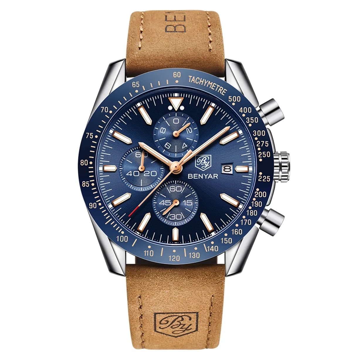 BENYAR Classic Quartz Men's Watch Chronicle Waterproof Men's Watch Leather Strap Business Casual Sports Clock