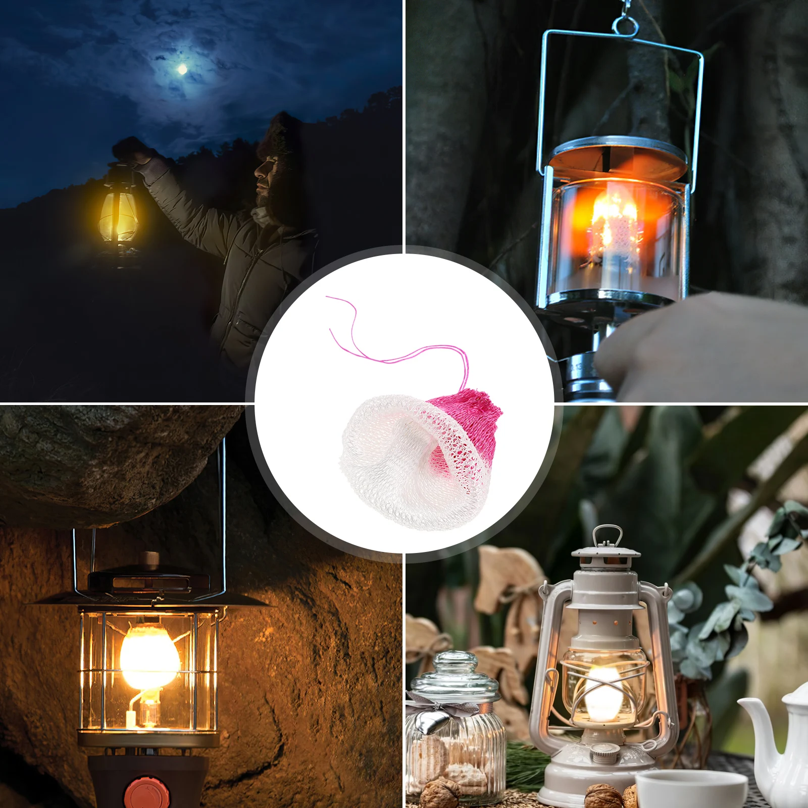 

10 Pcs Large Red Lantern Yarn Gas Mantles Tent Wick Propane Lamp Outdoor for Picnics Rayon Accessories Lights