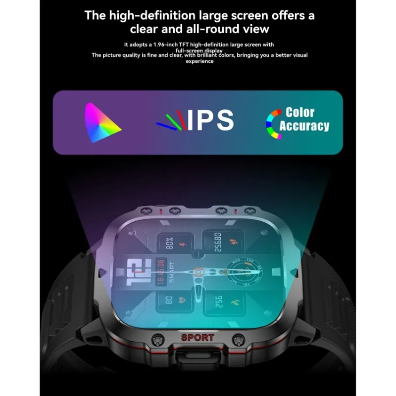 Precisionn Smart Watch For Men' S Rugged Design Bluetooth Enabled Outdoor Call Sport Heart Rate Monitoring IP68 Waterproof For A