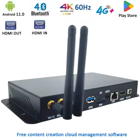 RK3399 RK3568 RK3566 A527 Android 4K UHD HD-MI 4G GPS Module TV Box With 4+64G Wide Area Network CMS Digital Signage Media Playe