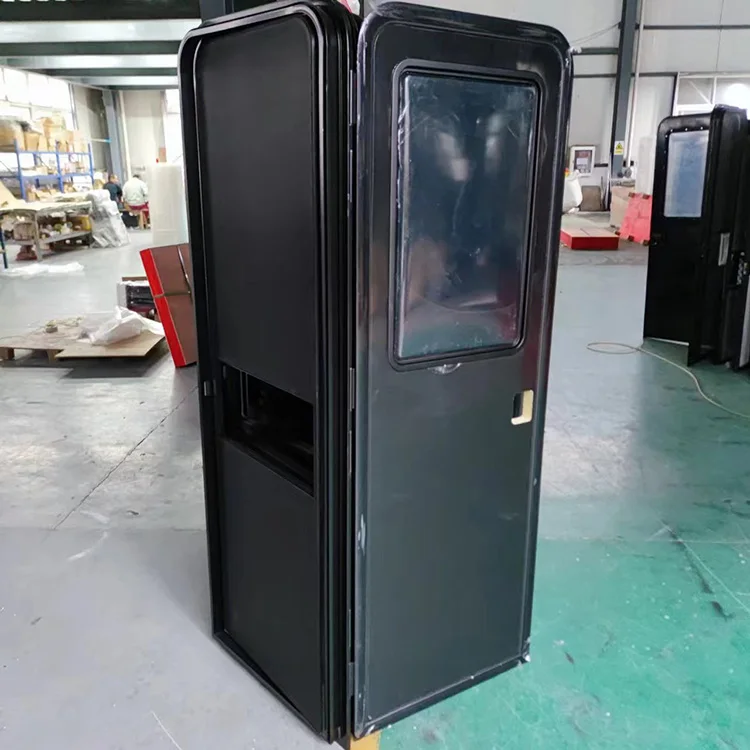 

Factory Direct Sale Full Black Rv Door With High Quality Tempered Glass 620X1750mm Camping Equipment RV Door