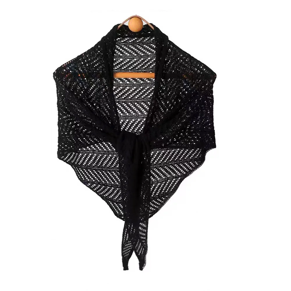 

Повседневная вязаная хлопковая шаль, однотонное солнцезащитное пончо, женская накидка, элегантный женский плащ с запахом