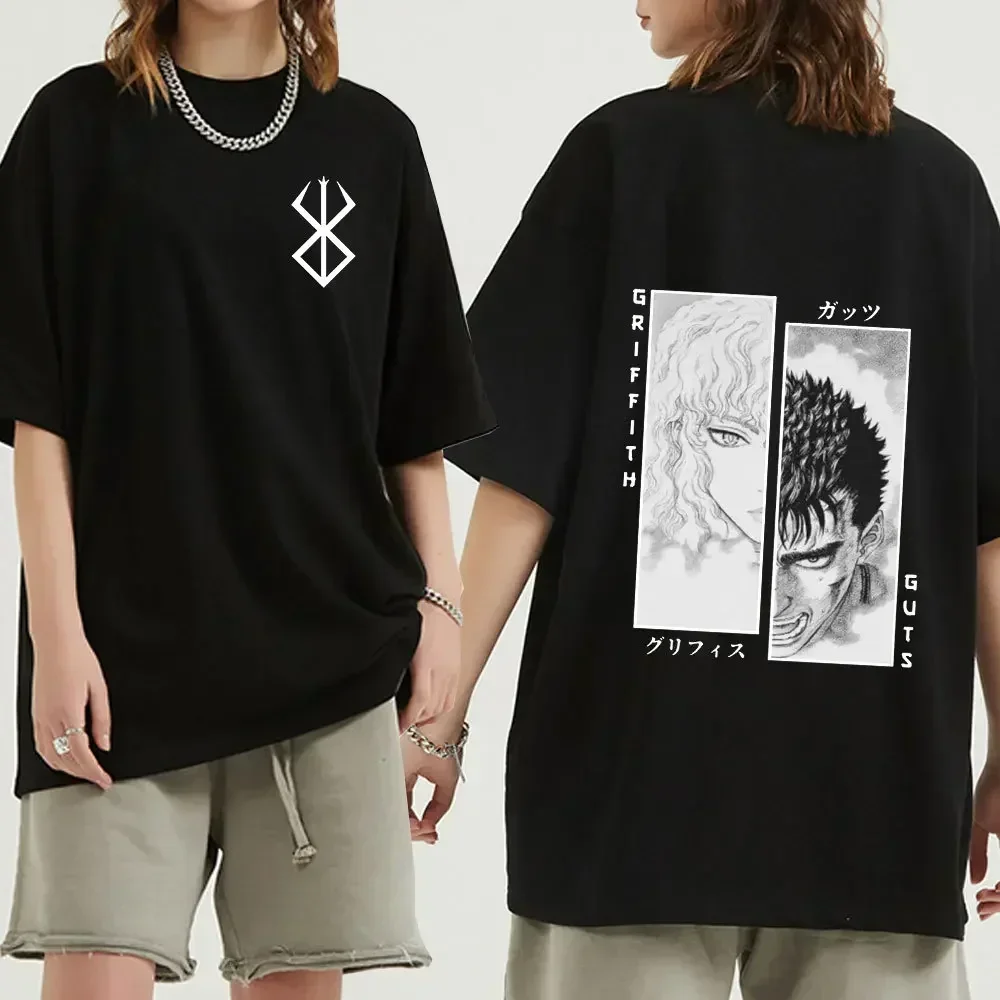 Cotton Oversized Short Sleeve T Shirt Print T-shirt Tops 2024 Tee Trend Fans Clothes Anime Berserk Tshirt Summer Men Women