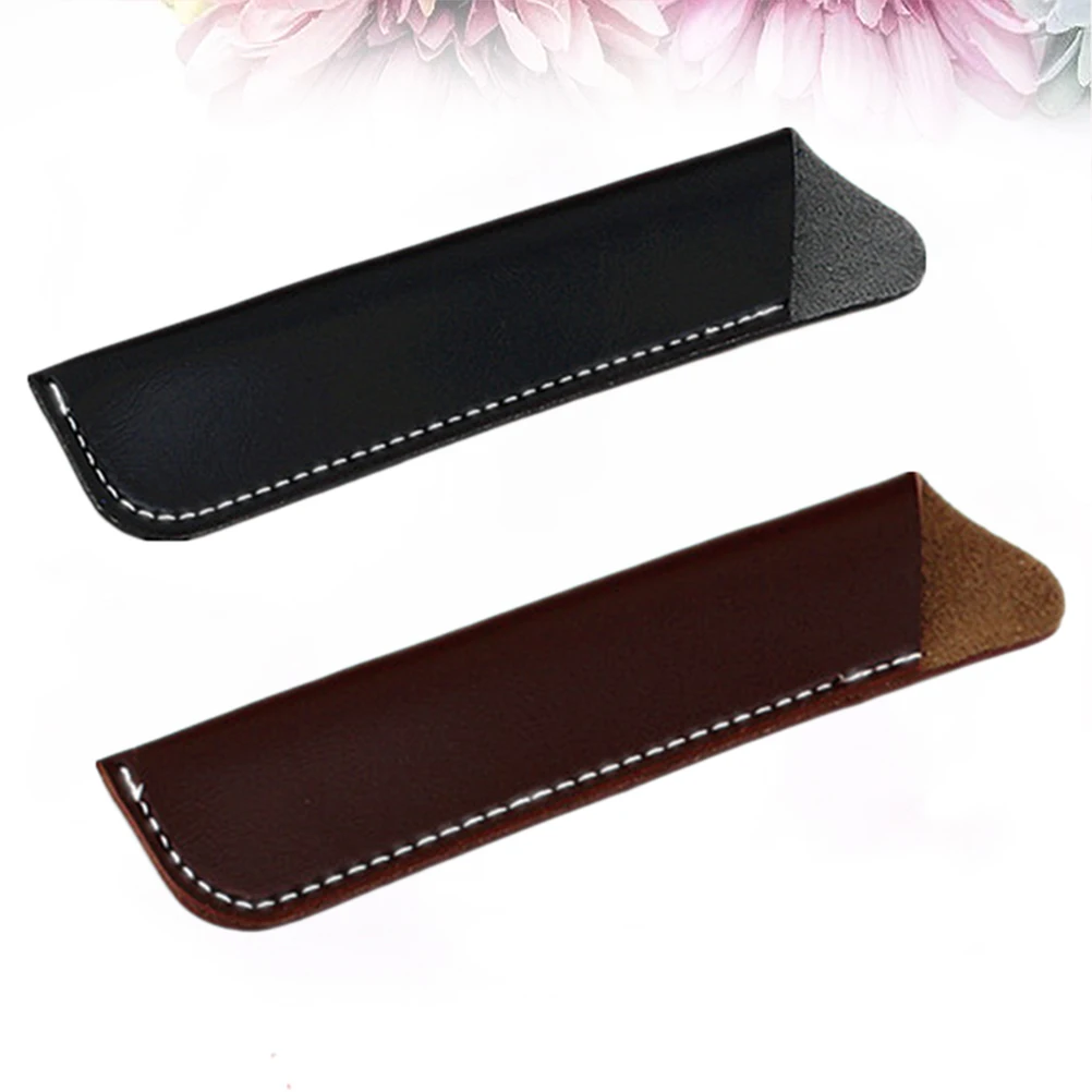

2 pcs Pu Pen Protectors Water Resistant Pencil Pouch For Office School Leak Proof Pen Holder With Card Slot