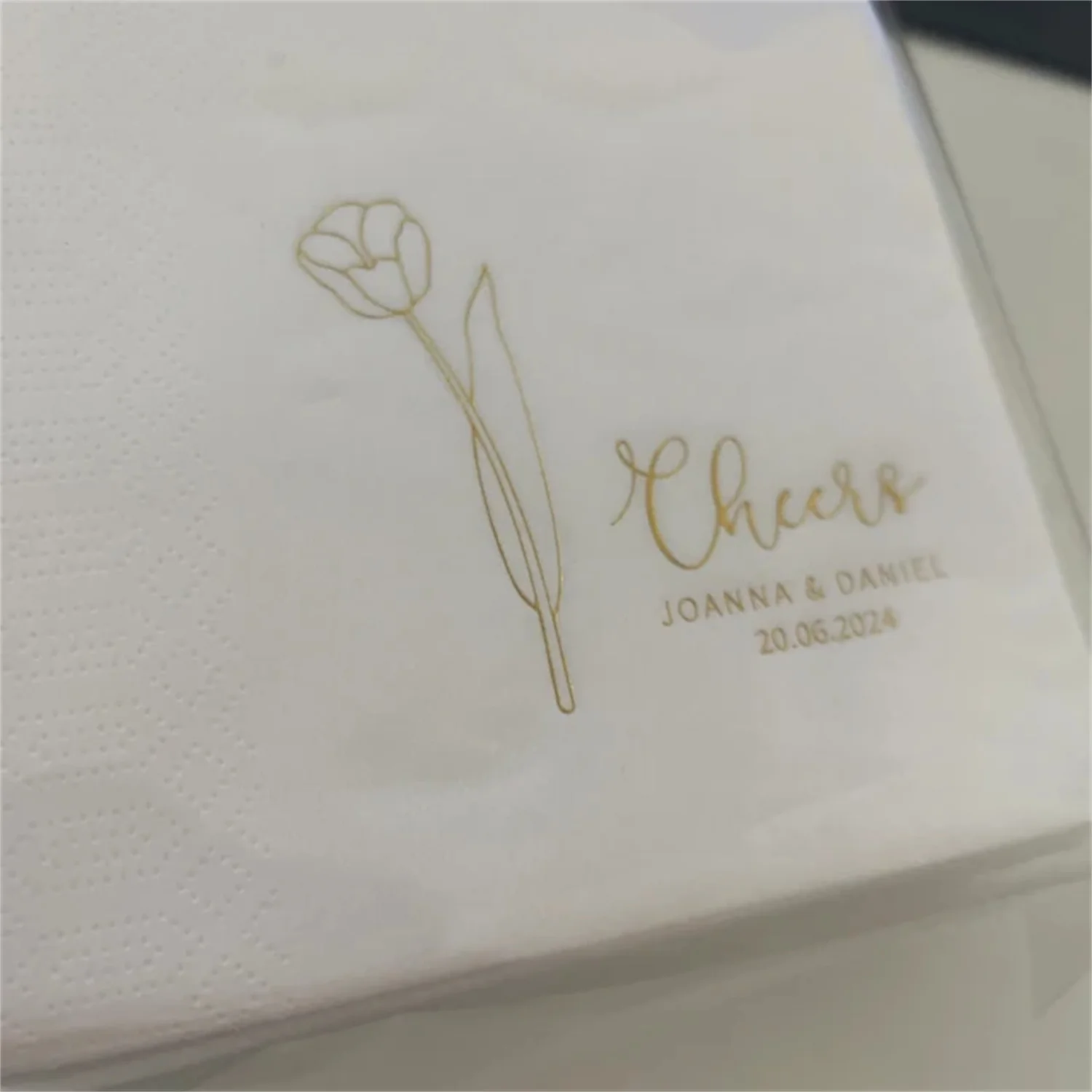 50 PCS Customized Gold and Silver Foil Wedding Napkins, Paper Wedding Napkin, Personalized Napkins , Wedding Napkins, Customized